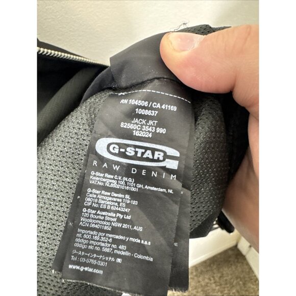 G-Star Raw Black Bonded Nylon Moto Jacket Men’s XL Zip Front Pockets - Picture 10 of 11